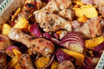 Вкусное сочетание: Курица с тыквой и грецкими орехами