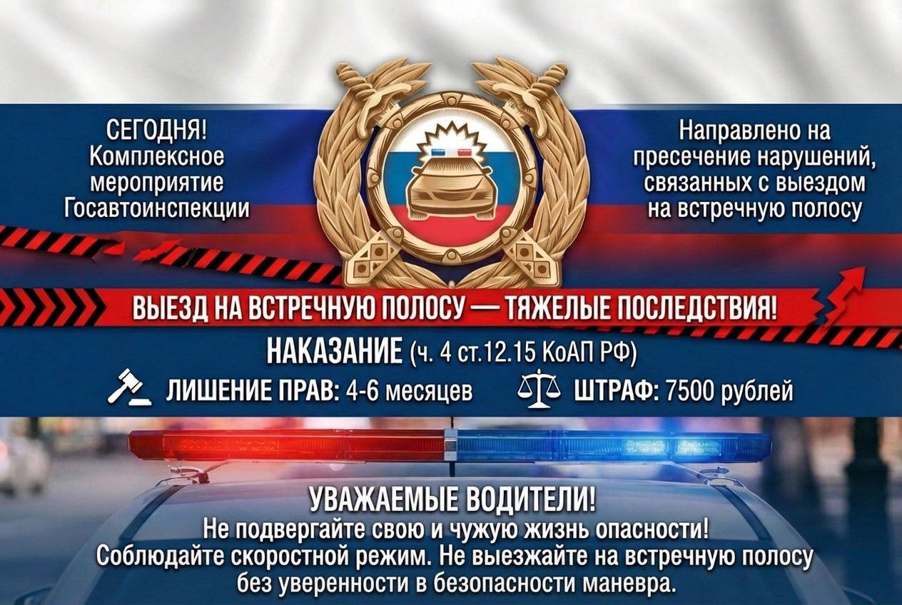 Сегодня сотрудники Госавтоинспекции проведут в Рязанской области комплексное мероприятие «Встречная полоса», направленное на пресечение нарушений Правил дорожного движения, связанных с выездом на полосу предназначенную для...