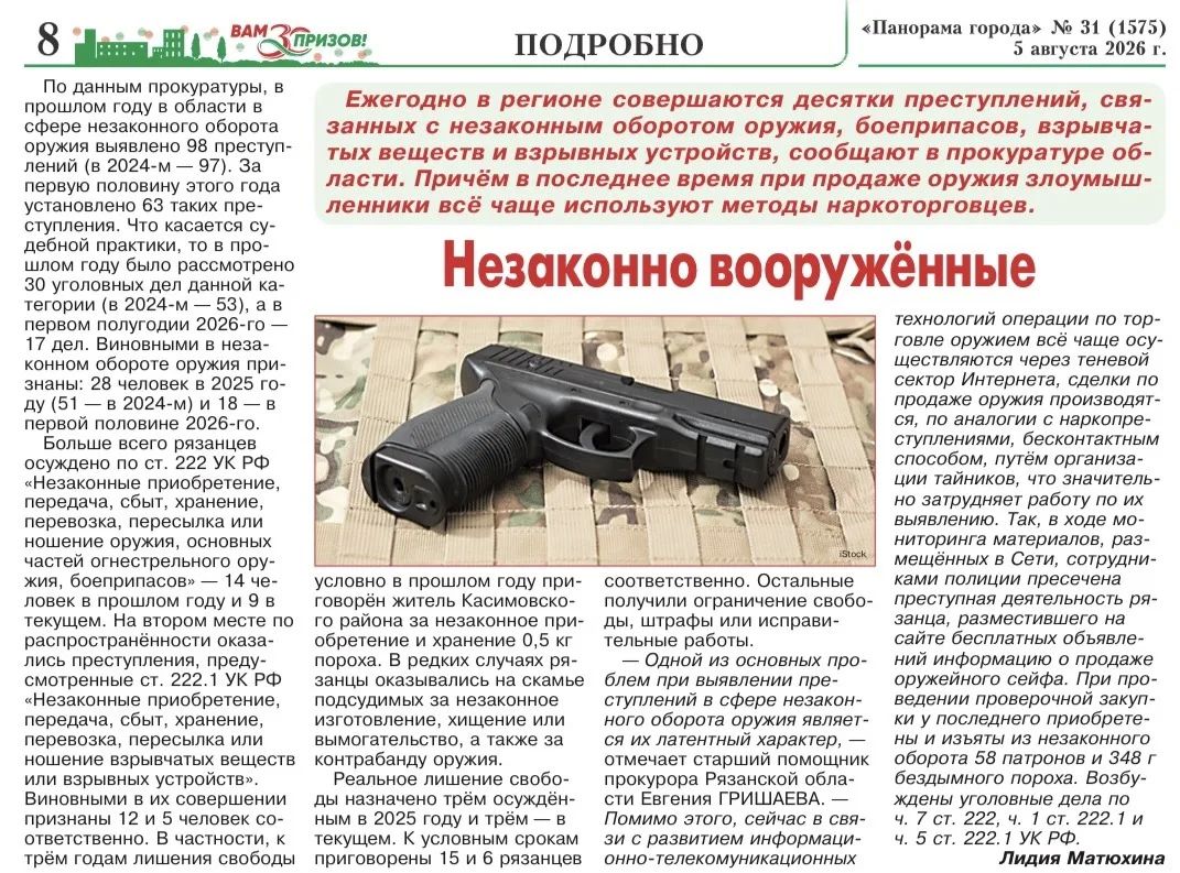 НЕЗАКОННО ВООРУЖЁННЫЕ. Ежегодно в регионе совершаются десятки преступлений, связанных с незаконным оборотом оружия, боеприпасов, взрывчатых веществ и взрывных устройств